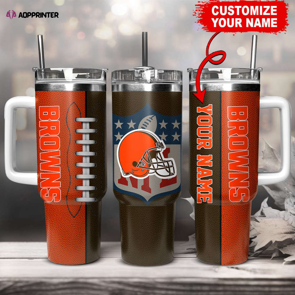 Cleveland Browns NFL Football Custom Name 40oz Stanley Tumbler Gift for Fans