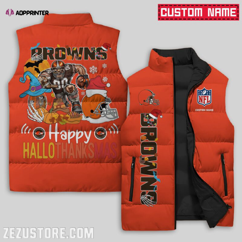 Cleveland Browns NFL Sleeveless Puffer Jacket Custom For Fans Gifts