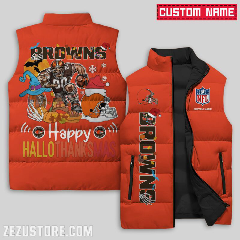 Cleveland Browns NFL Sleeveless Puffer Jacket Custom For Fans Gifts