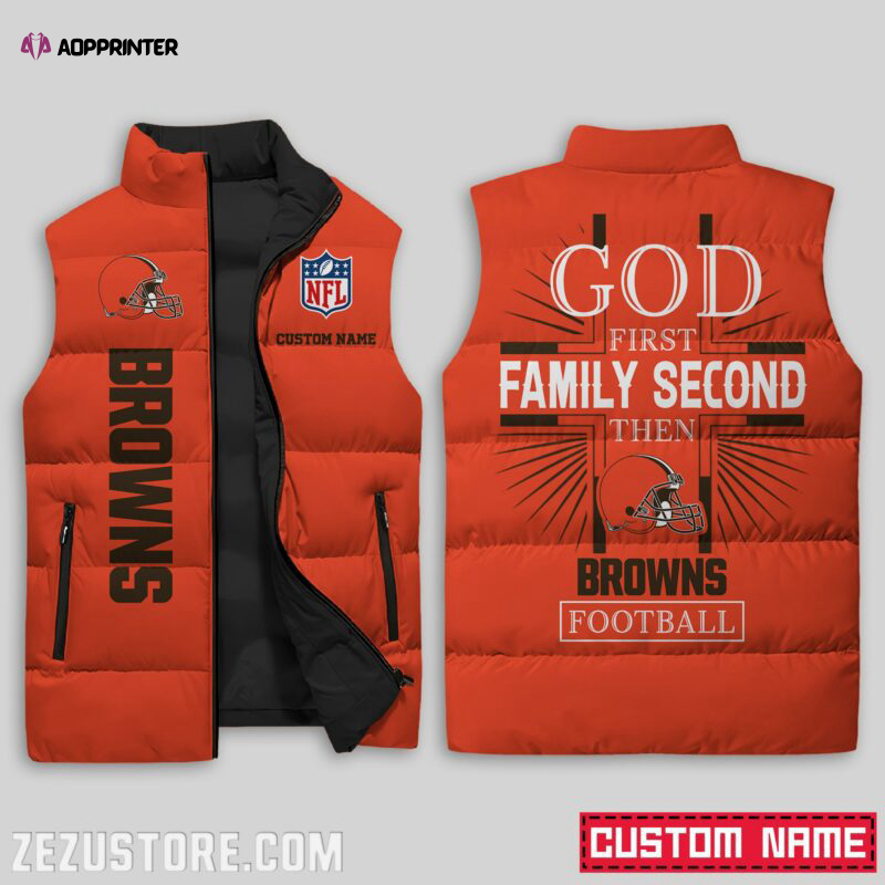 Cleveland Browns NFL Sleeveless Puffer Jacket Custom For Fans Gifts