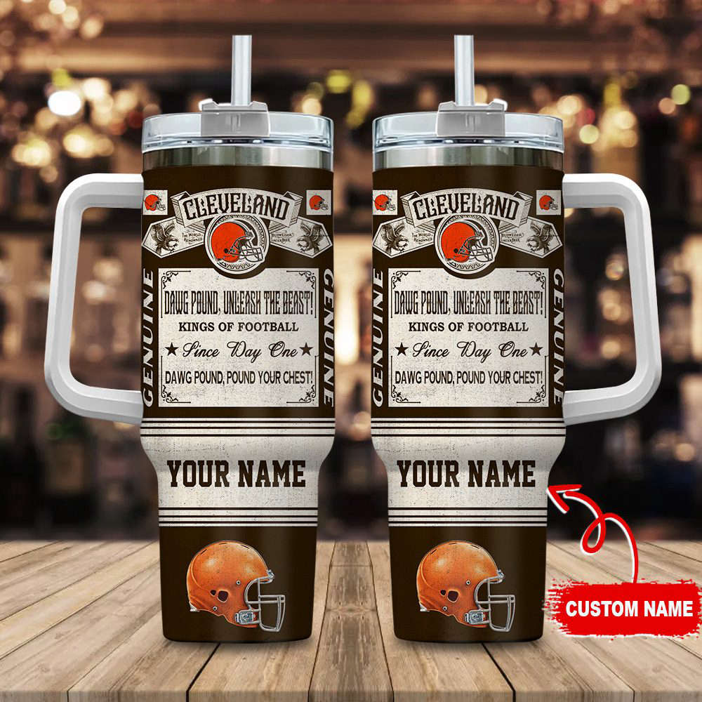 Cleveland Browns NFL Vintage King Of Football Custom Name 40oz Stanley Tumbler Gift for Fans