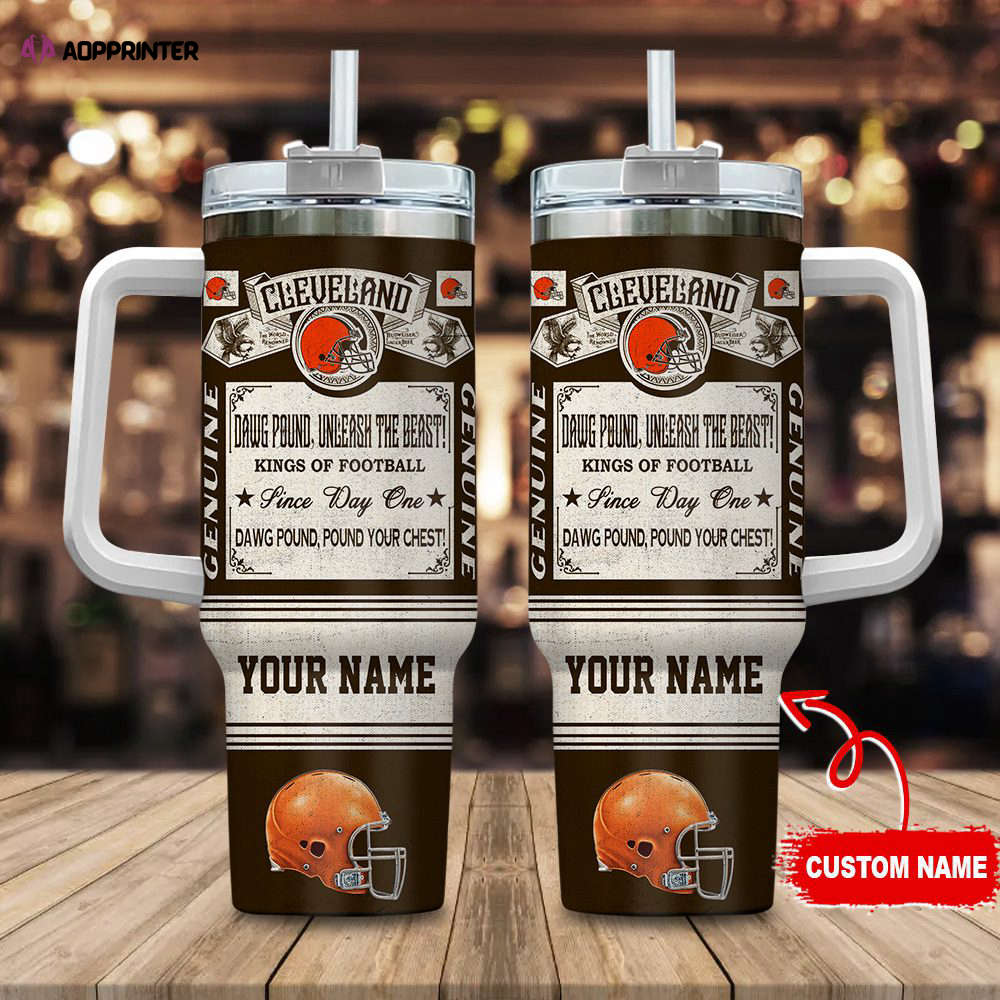 Cleveland Browns NFL Vintage King Of Football Custom Name 40oz Stanley Tumbler Gift for Fans