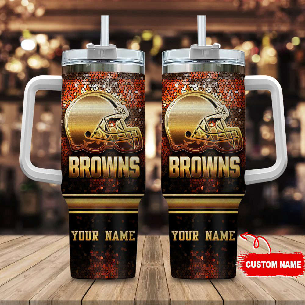 Cleveland Browns Personalized NFL Glitter 40oz Stanley Tumbler Gift for Fans