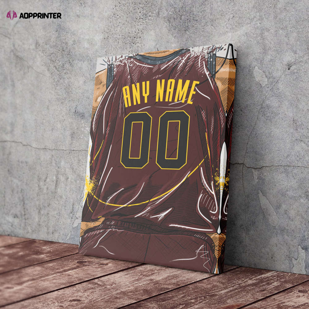 Cleveland Cavaliers Jersey Personalized Jersey NBA Custom Name and Number Canvas Wall Art Home Decor Man Cave Gift