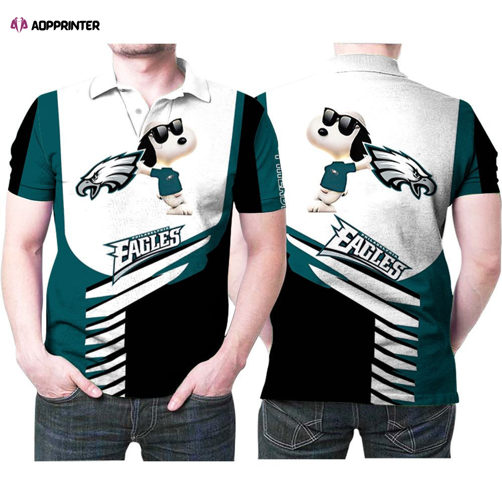 Cool Snoopy Leans On Philadelphia Eagles Logo 3d Printed Gift For Philadelphia Eagles Fan Polo Shirt Gift for Fans Shirt 3d T-shirt