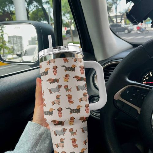 Dachshund Shineful 40oz Stanley Tumbler Cozy Gift for Fans