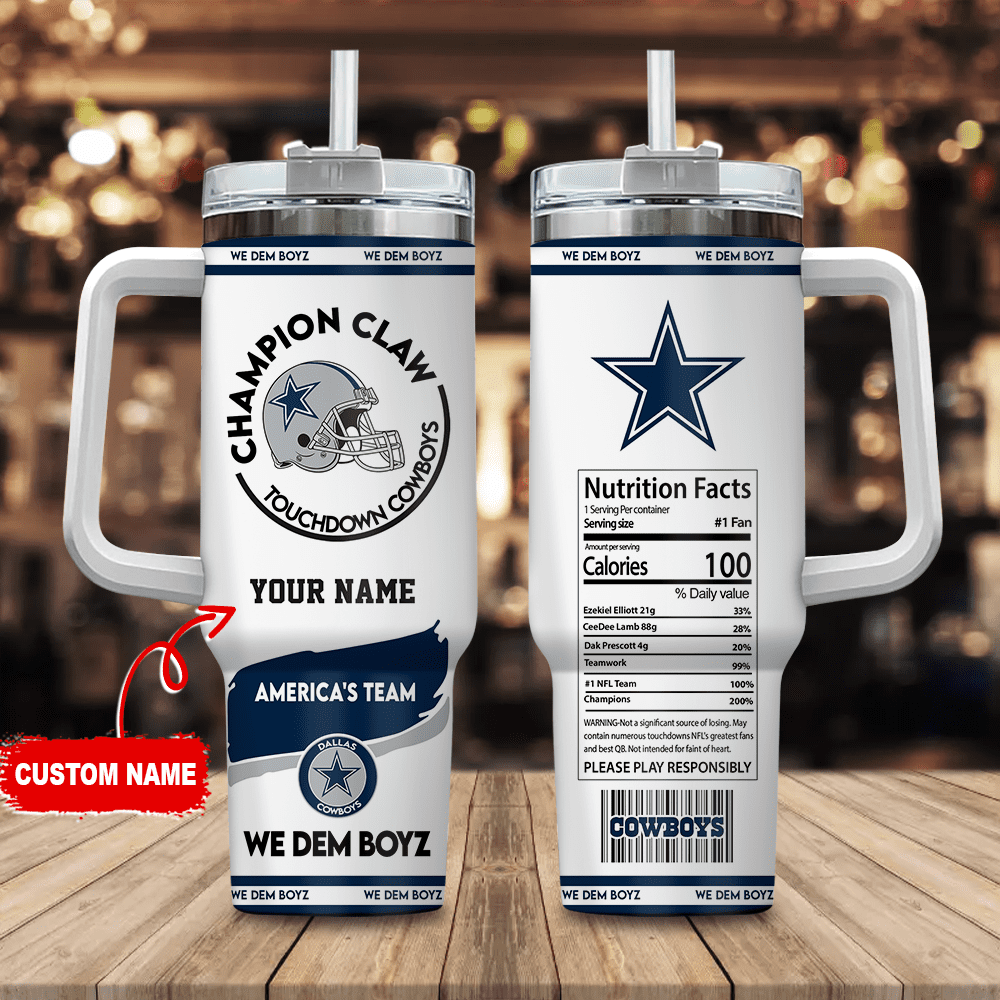 Dallas Cowboys Champion Claw NFL Personalized Stanley Tumbler 40Oz Gift for Fans