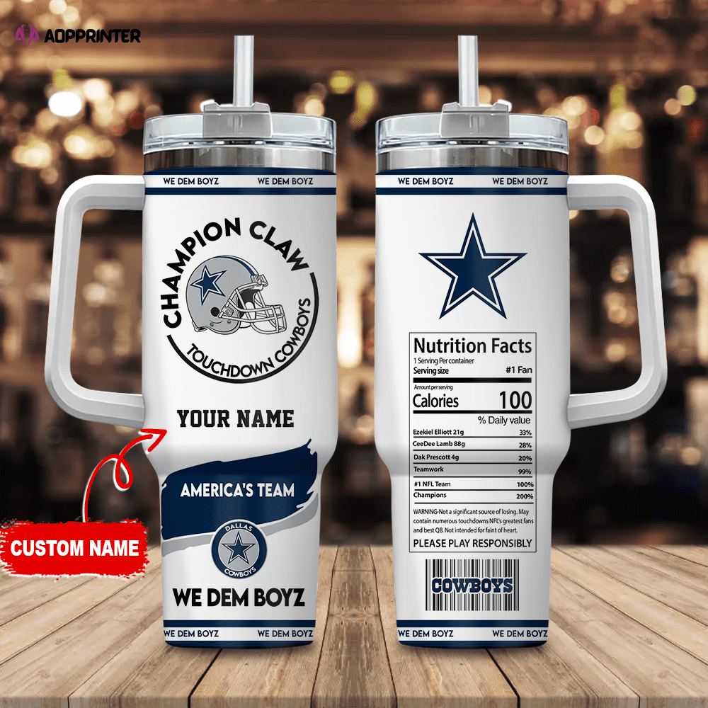 Dallas Cowboys Champion Claw NFL Personalized Stanley Tumbler 40Oz Gift for Fans