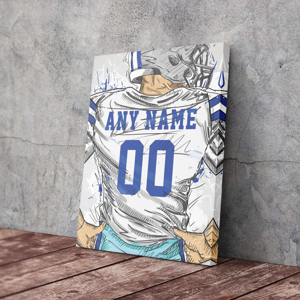 Dallas Cowboys Jersey Personalized Jersey NFL Custom Name and Number Canvas Wall Art Home Decor Framed Poster Man Cave Gift