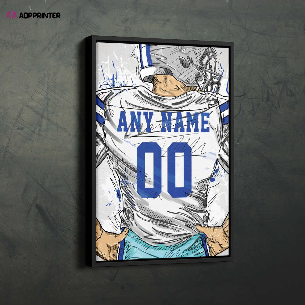 Dallas Cowboys Jersey Personalized Jersey NFL Custom Name and Number Canvas Wall Art Home Decor Framed Poster Man Cave Gift