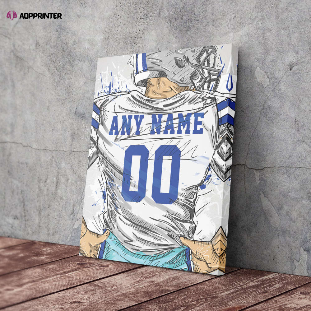 Dallas Cowboys Jersey Personalized Jersey NFL Custom Name and Number Canvas Wall Art Home Decor Man Cave Gift