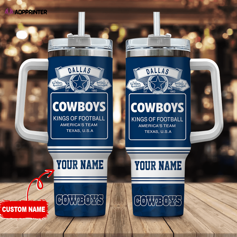 Dallas Cowboys Personalized NFL Bud Light 40oz Stanley Tumbler Gift for Fans