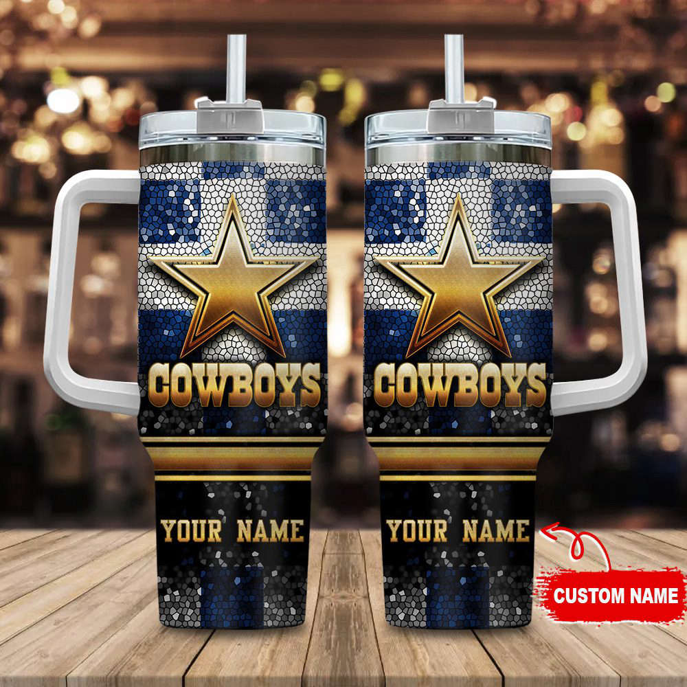 Dallas Cowboys Personalized NFL Glitter 40oz Stanley Tumbler Gift for Fans