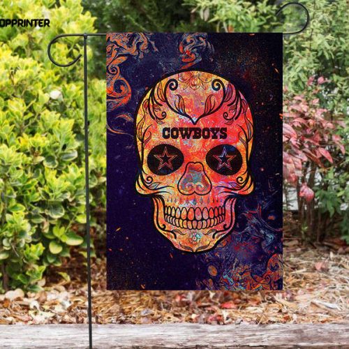 Dallas Cowboys Skull Flowers Purple Double Sided Printing   Garden Flag Home Decor Gifts