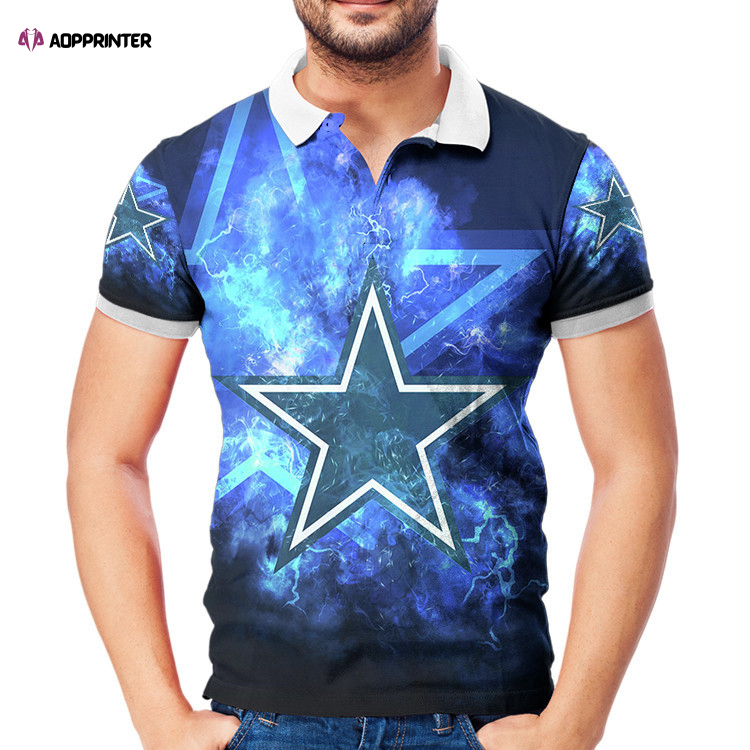 Dallas Cowboys Star Lighting Thunder 3D Gift for Fans Polo Shirt