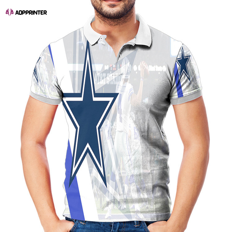 Dallas Cowboys Star PreScott Playing 3D Gift for Fans Polo Shirt