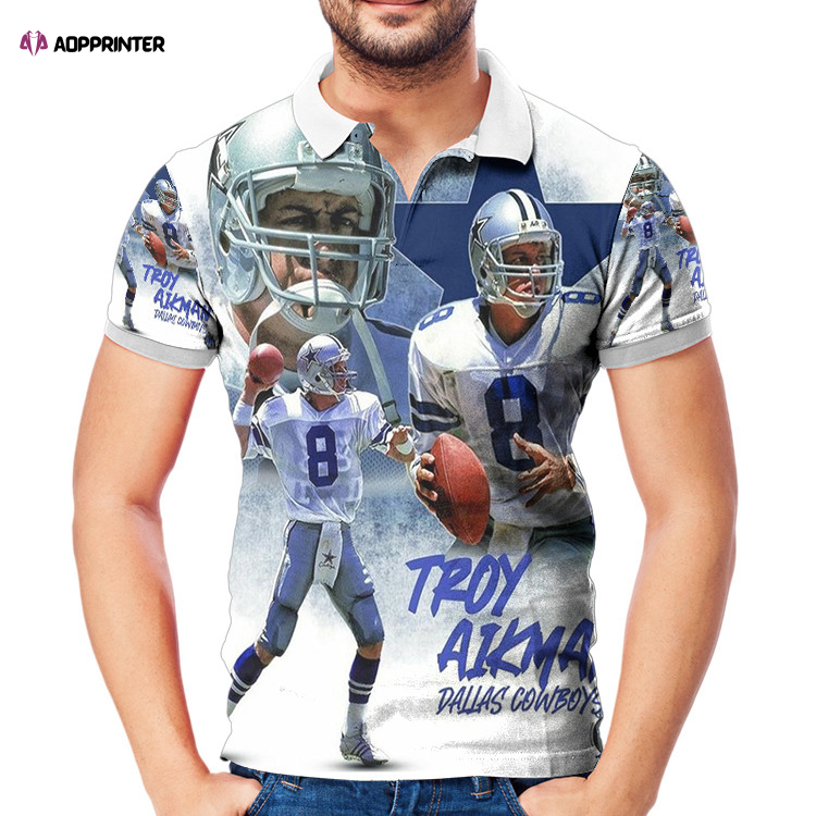 Dallas Cowsboys Troy Aikman1 3D All Over Print Polo Shirt