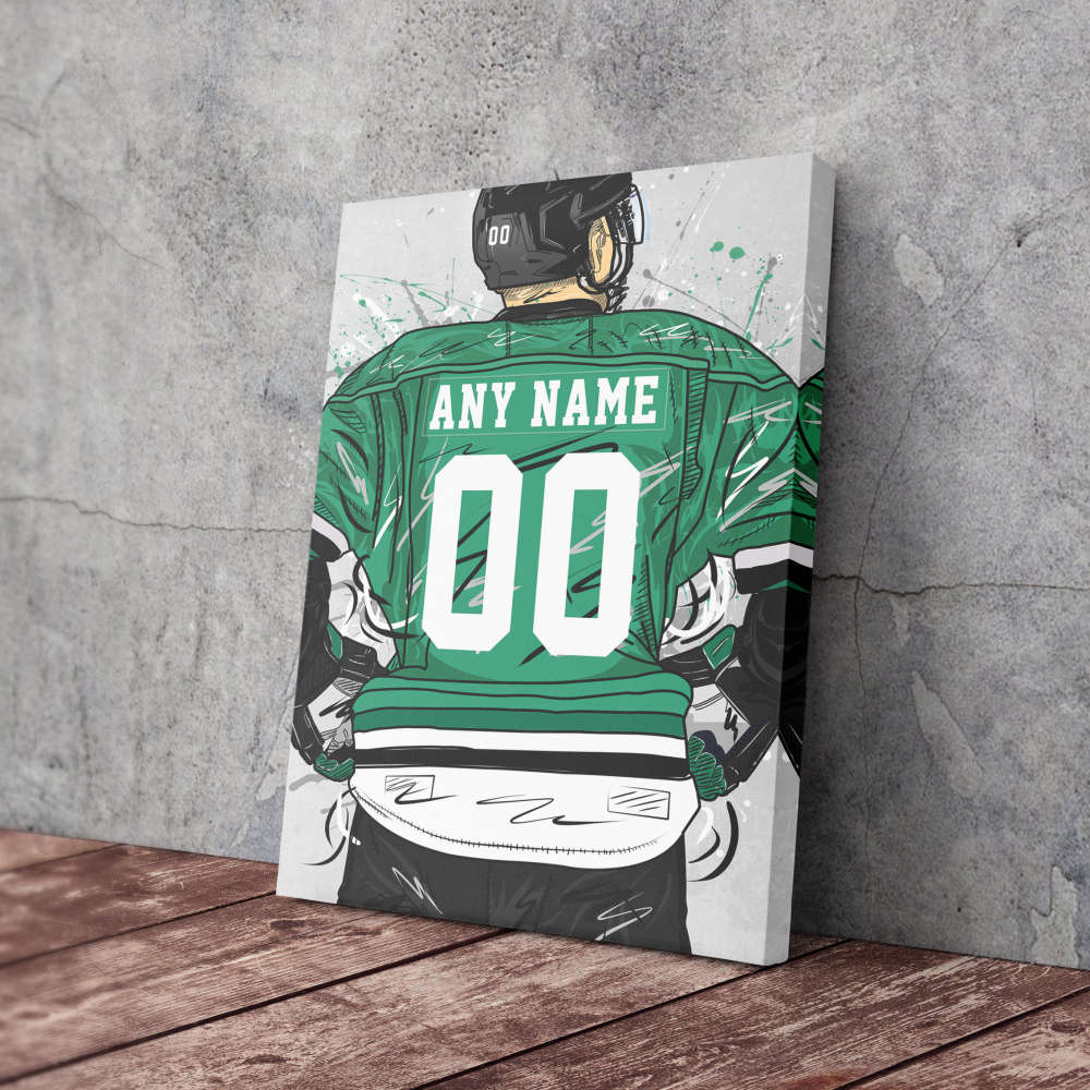 Dallas Stars Jersey NHL Personalized Jersey Custom Name and Number Canvas Wall Art Home Decor Framed Poster Man Cave Gift