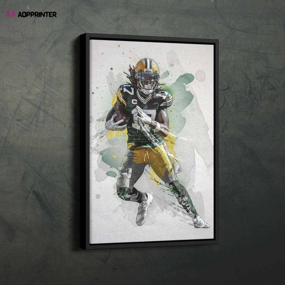 Davante Adams Poster Green Bay Packers NFL Framed Wall Art Home Decor Canvas Print Artwork