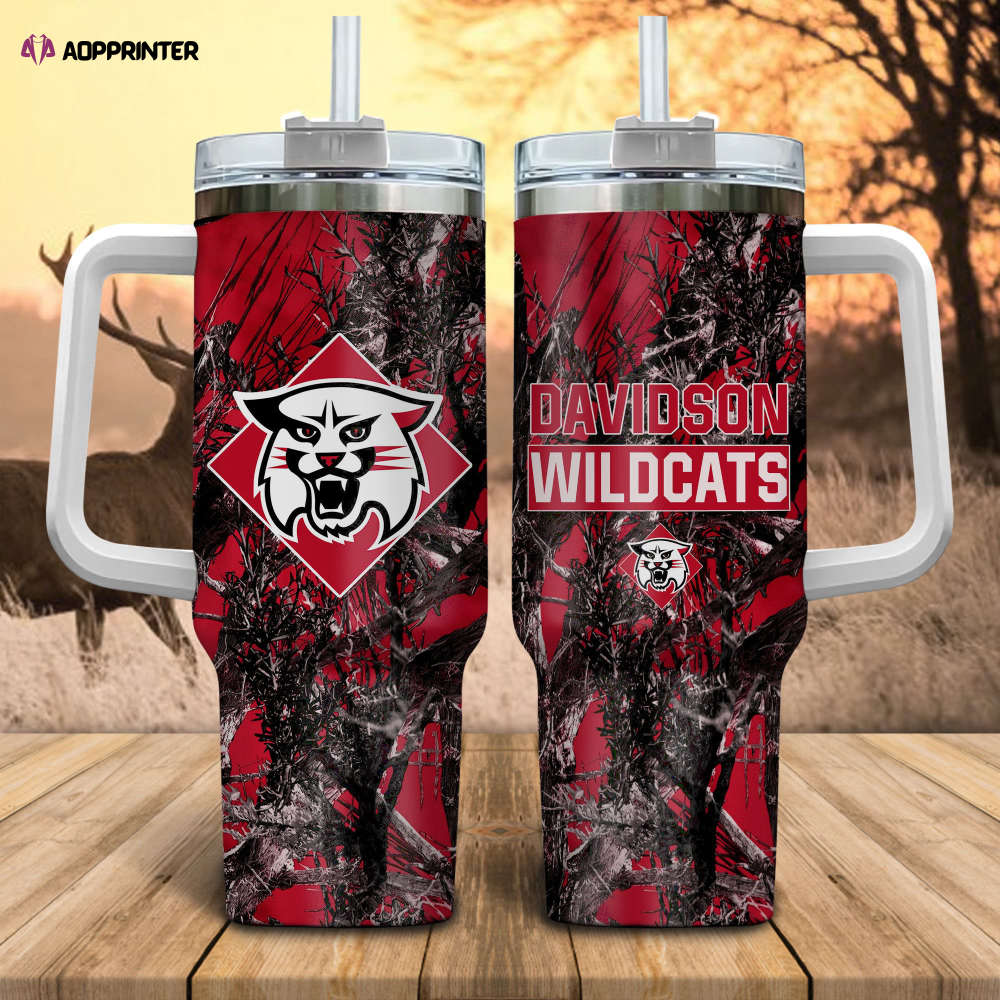 Davidson Wildcats NCAA Hunting Personalized Stanley Tumbler 40oz Gift for Fans