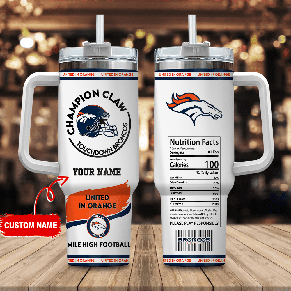 Denver Broncos Champion Claw NFL Personalized Stanley Tumbler 40Oz Gift for Fans