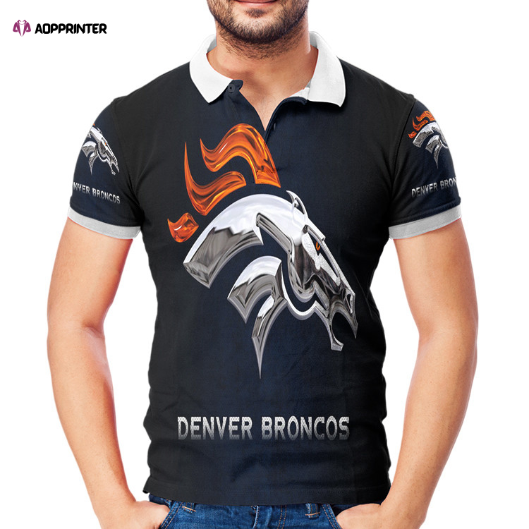 Denver Broncos Emblem v33 3D All Over Print Polo Shirt