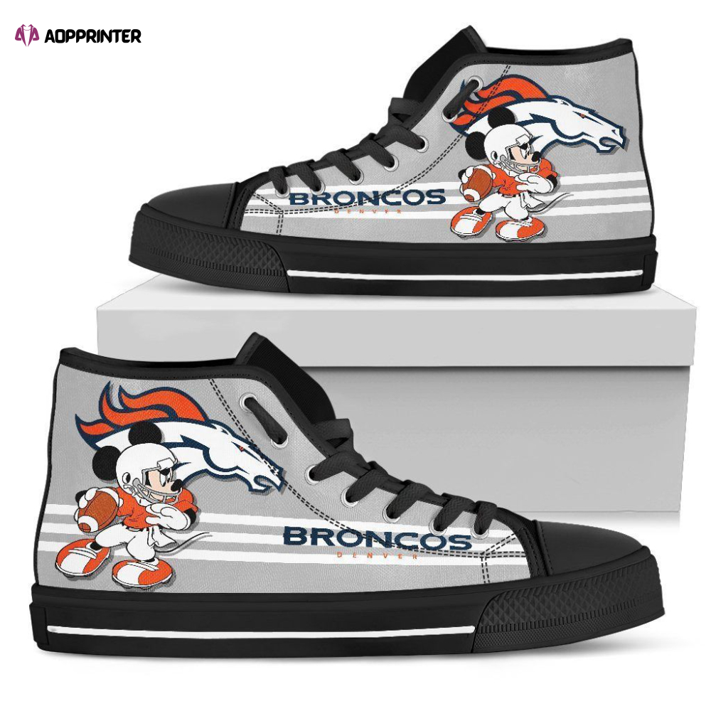 Denver Broncos High Top Sneakers Custom Shoes For Fans Mickey