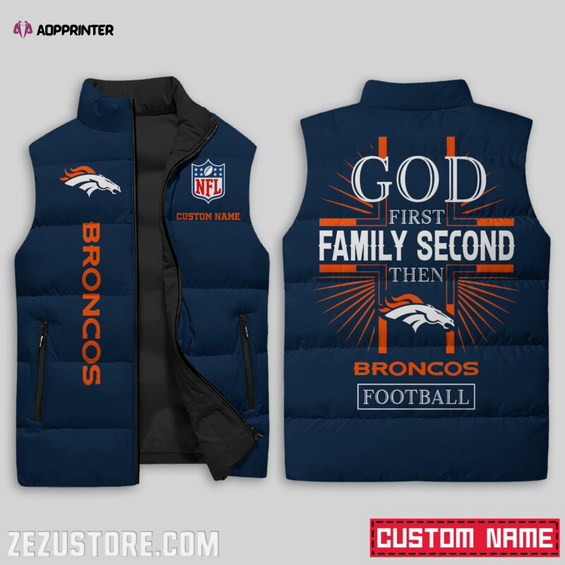 Denver Broncos NFL Sleeveless Puffer Jacket Custom For Fans Gifts