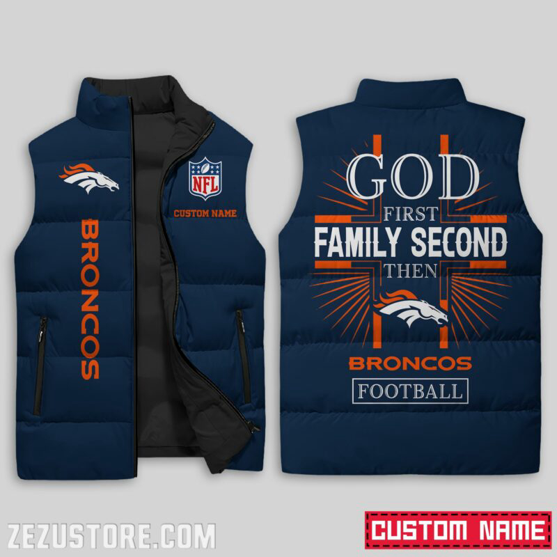 Denver Broncos NFL Sleeveless Puffer Jacket Custom For Fans Gifts