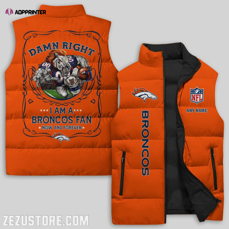 Denver Broncos NFL Sleeveless Puffer Jacket Custom For Fans Gifts