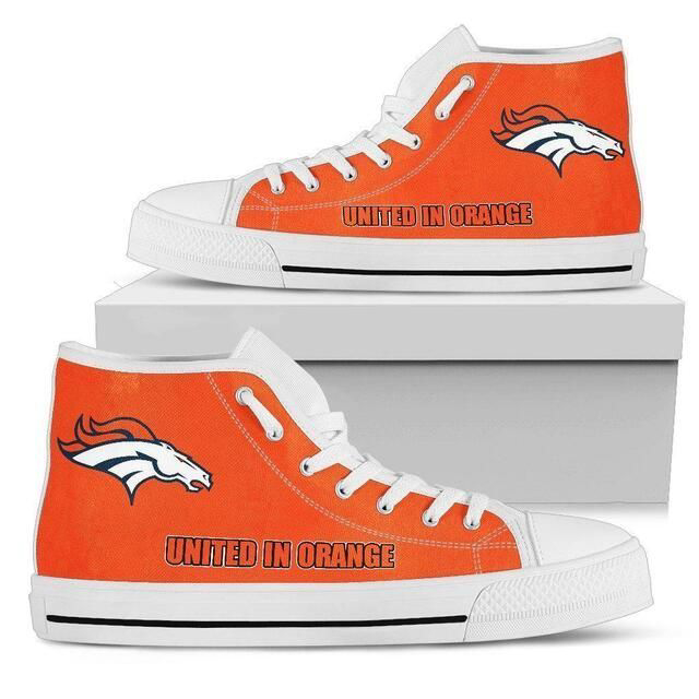 Denver Broncos NFL United In Orange Custom Canvas High Top Shoes
