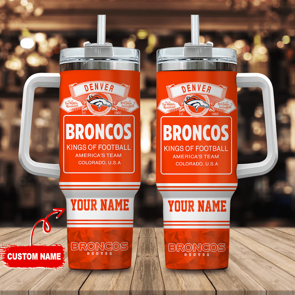 Denver Broncos Personalized NFL Bud Light 40oz Stanley Tumbler Gift for Fans
