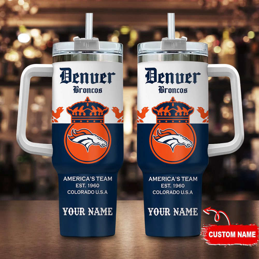 Denver Broncos Personalized NFL Corona Extra 40oz Stanley Tumbler Gift for Fans