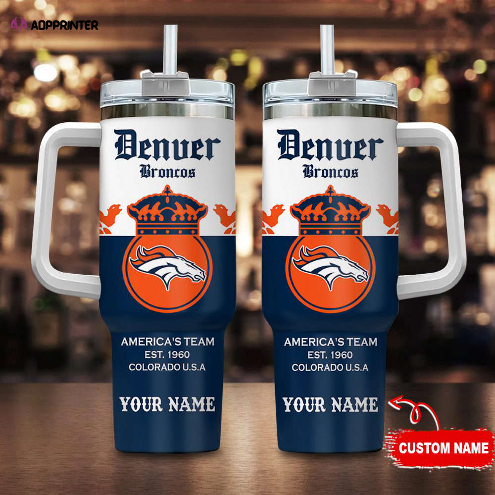 Denver Broncos Personalized NFL Corona Extra 40oz Stanley Tumbler Gift for Fans