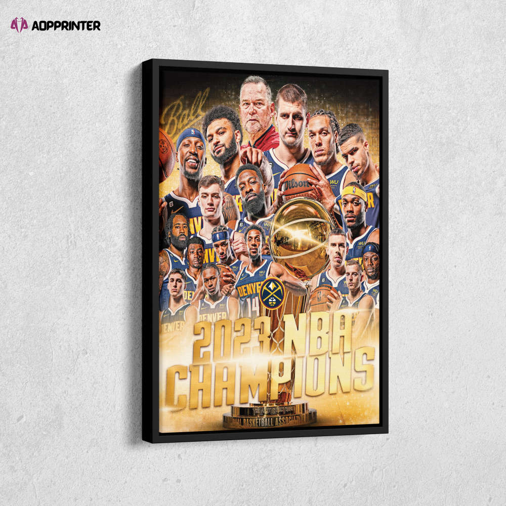 Denver Nuggets 2022-2023 NBA Champions Canvas Wall Art Home Decor Framed Poster Print