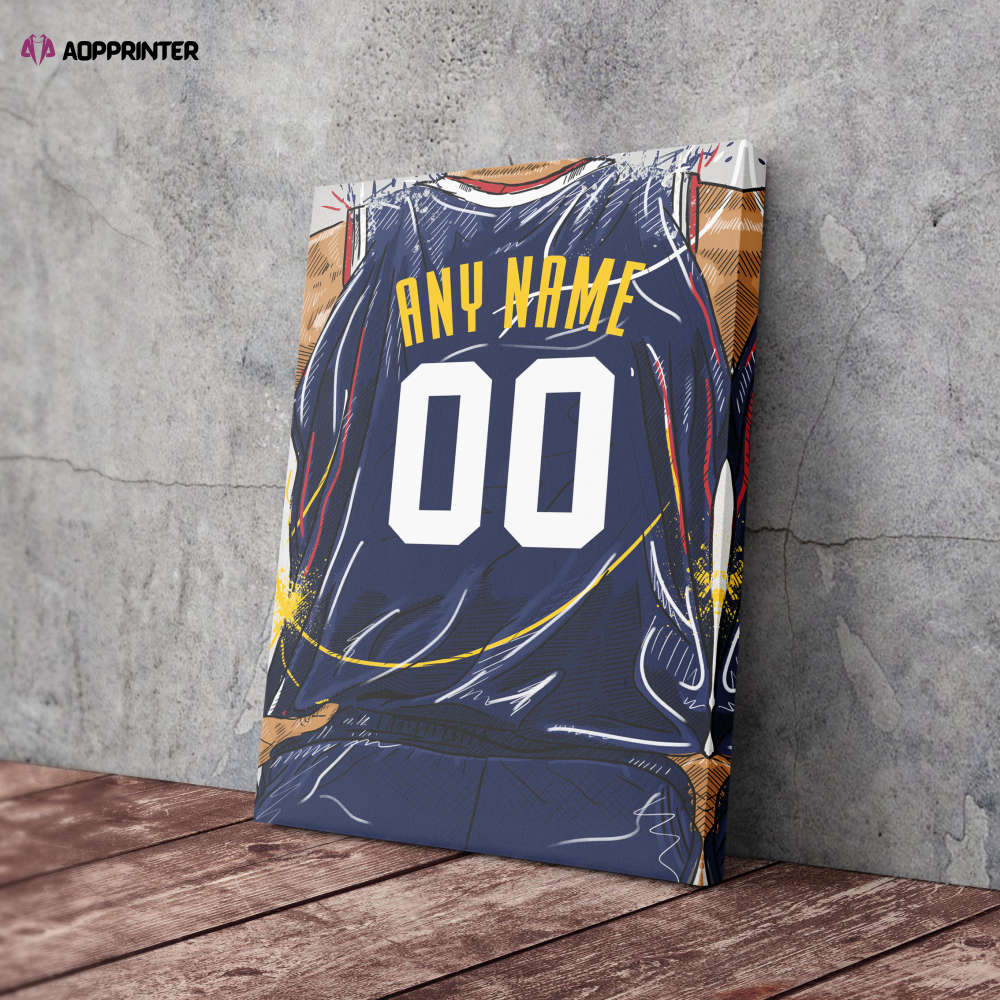 Denver Nuggets Jersey Personalized Jersey NBA Custom Name and Number Canvas Wall Art Home Decor Man Cave Gift