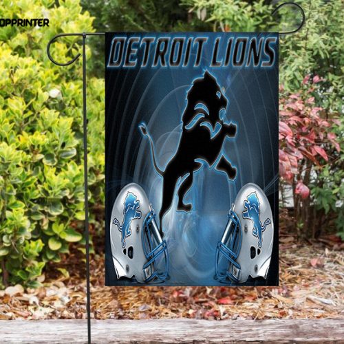 Detroit Lions Emblem Helmet Double Sided Printing   Garden Flag Home Decor Gifts