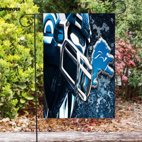 Detroit Lions Emblem Helmet v3 Double Sided Printing   Garden Flag Home Decor Gifts Home Decor Gifts