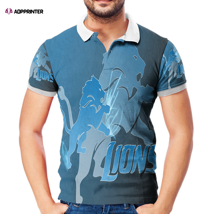 Detroit Lions Emblem v1 3D Gift for Fans Polo Shirt
