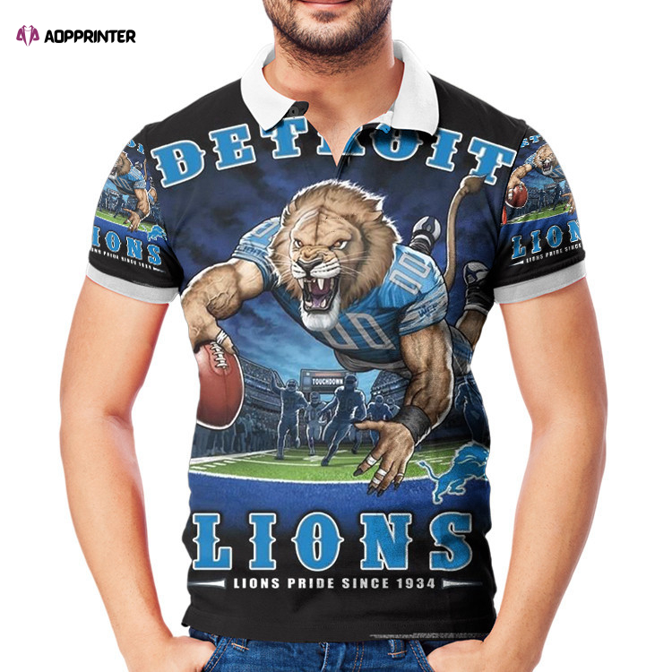 Detroit Lions Mascot v2 3D Gift for Fans Polo Shirt