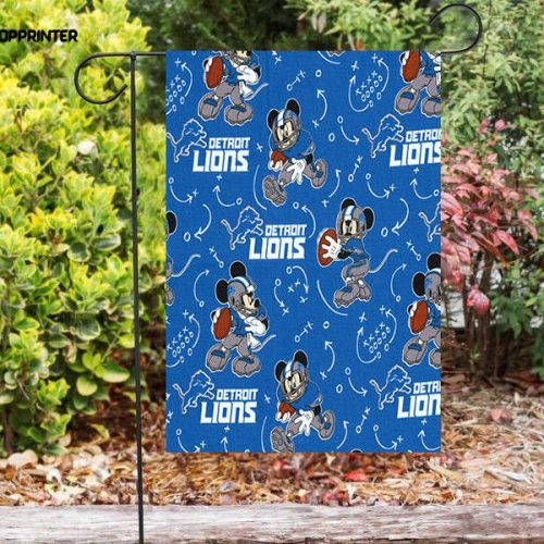 Detroit Lions Mickey Mouse Double Sided Printing   Garden Flag Home Decor Gifts