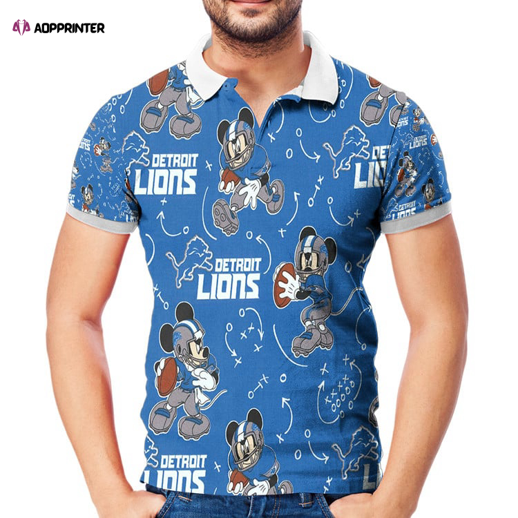 Detroit Lions Mickey Seamless 3D All Over Print Polo Shirt