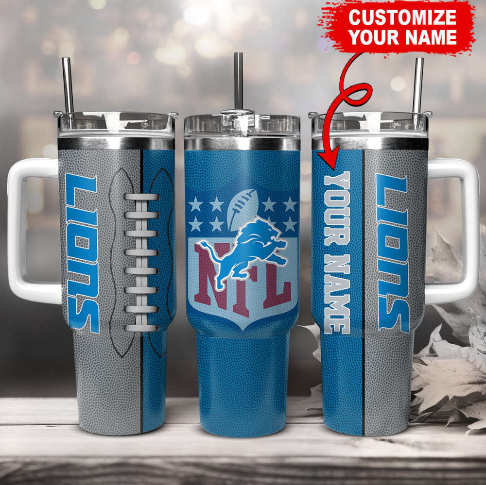 Detroit Lions NFL Football Custom Name 40oz Stanley Tumbler Gift for Fans