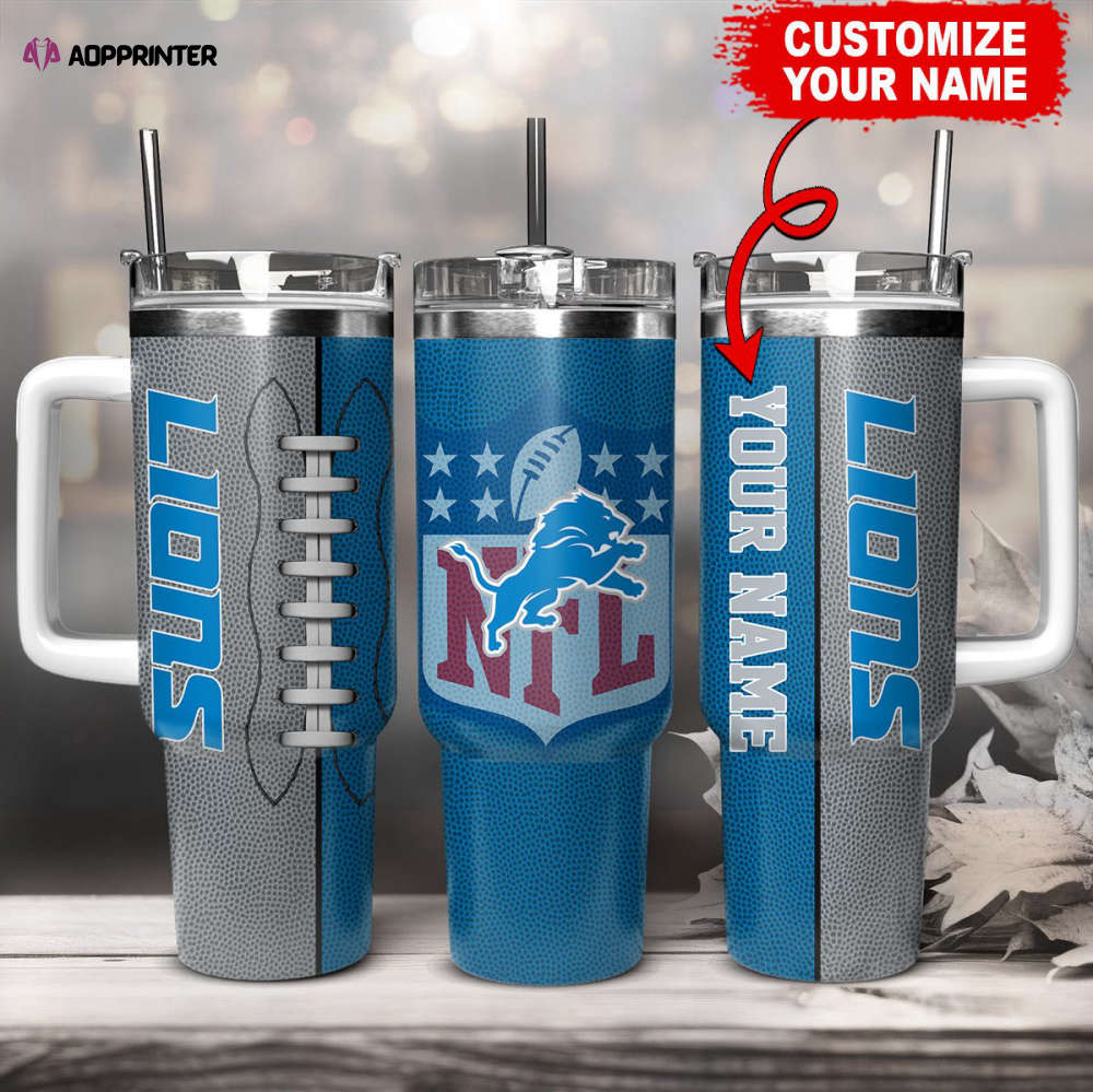 Detroit Lions NFL Football Custom Name 40oz Stanley Tumbler Gift for Fans