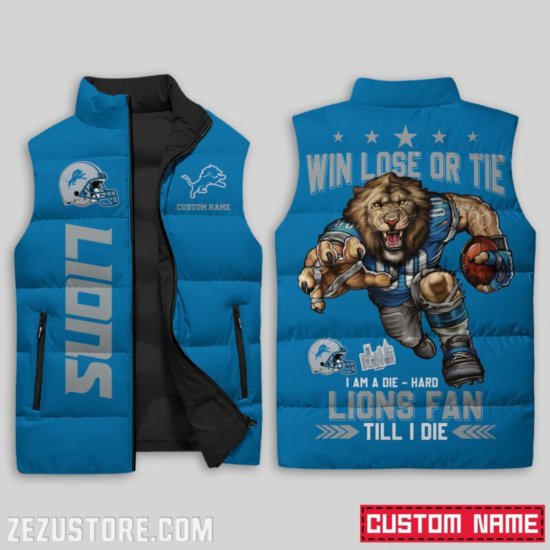 Detroit Lions NFL Sleeveless Puffer Jacket Custom For Fans Gifts