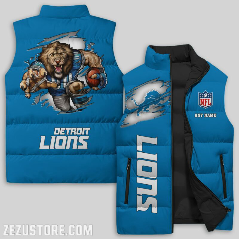 Detroit Lions NFL Sleeveless Puffer Jacket Custom For Fans Gifts