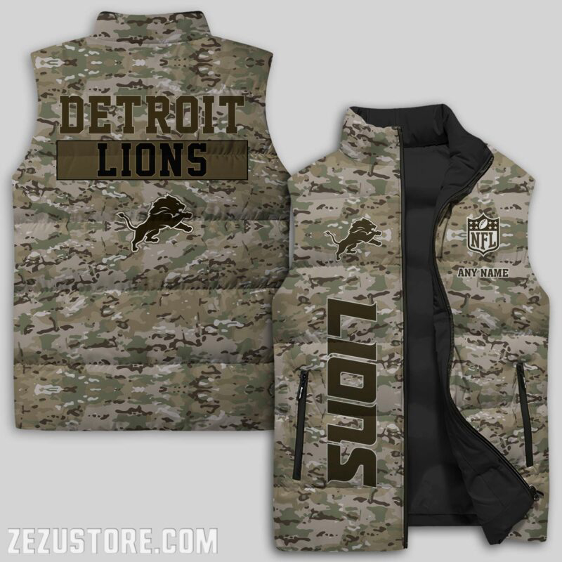 Detroit Lions NFL Sleeveless Puffer Jacket Custom For Fans Gifts