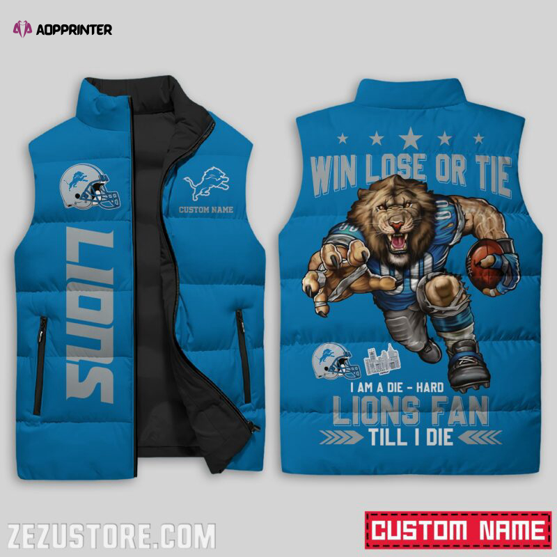 Detroit Lions NFL Sleeveless Puffer Jacket Custom For Fans Gifts