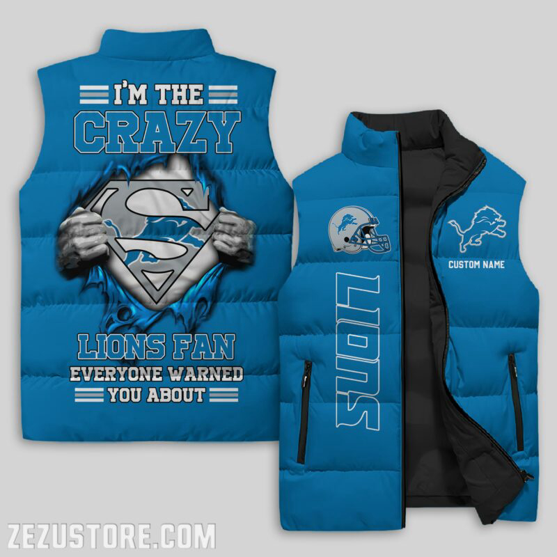 Detroit Lions NFL Sleeveless Puffer Jacket Custom For Fans Gifts