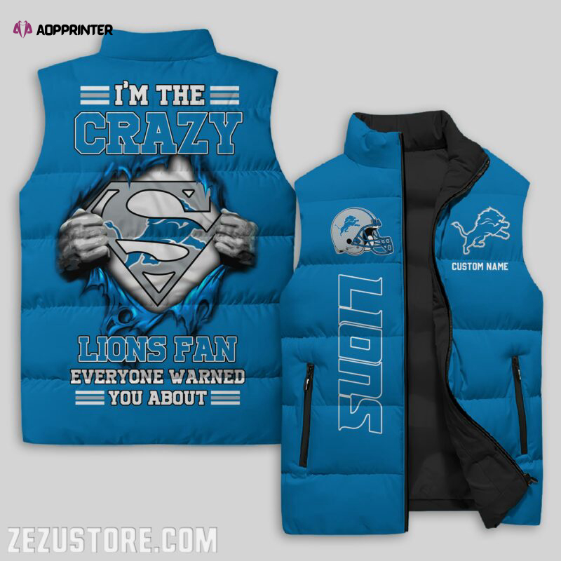 Detroit Lions NFL Sleeveless Puffer Jacket Custom For Fans Gifts